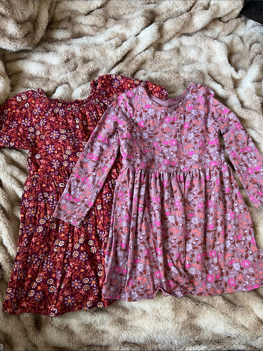 Cat & Jack Bundle of Boho Fall Colored Floral Swing Dresses
